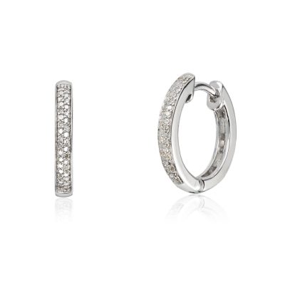 Øreringer i hvitt gull, Diamanter 0.054 ct, Ø14 mm - 2,5 mm