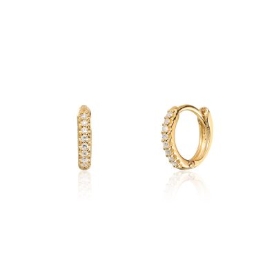 Øreringer i gull, Diamanter 0.053 ct, Ø9 mm - 1,8 mm