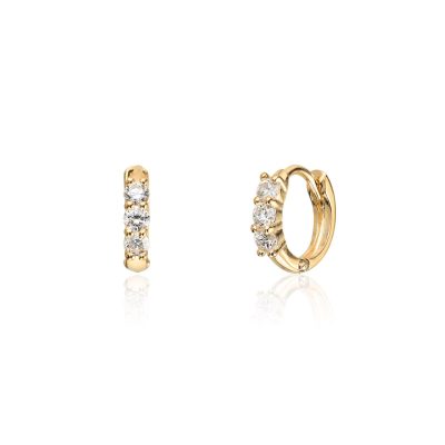 Øreringer i gull, Diamanter 0.18 ct, Ø8,6 mm - 2,2 mm