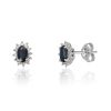Øredobber i hvitt gull, Rosett safir og diamant 0,067 ct