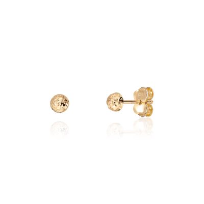 Øredobber i gull, Studs, Halvkule med strukturert overflate, Str. XS - 4 mm