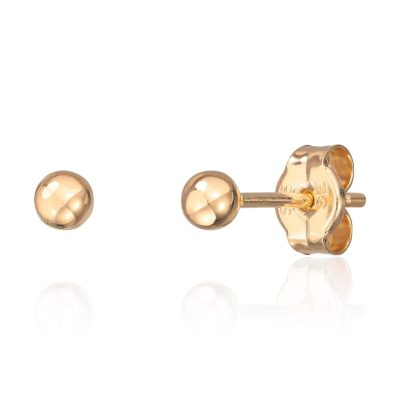 Øredobber i gull, Studs, kuleform - 3 mm