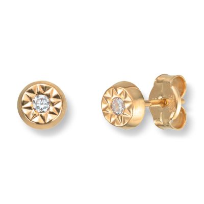 Øredobber i gull, Zirkonia - 4,6 mm