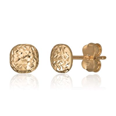 Øredobber i gull, Studs, Halvkule med strukturert overflate - 6 mm
