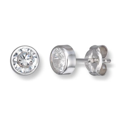 Øredobber i hvitt gull, Zirkonia - 5,3 mm