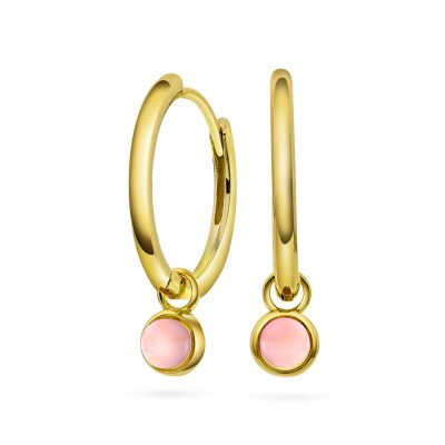 Ørering i sølv med rosa opal KJÆRLIGHET