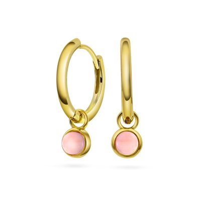 Ørering i sølv med rosa opal KJÆRLIGHET