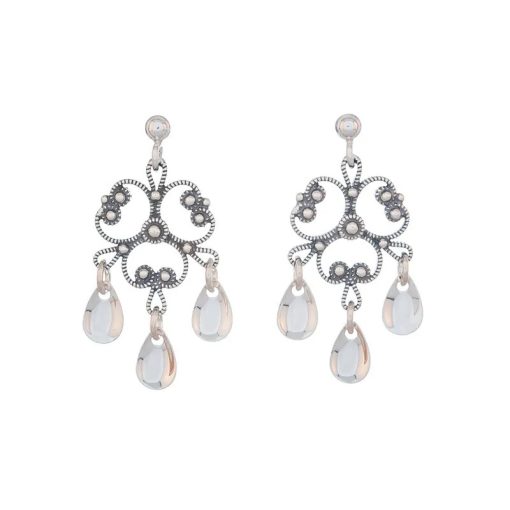 Ørepynt nr. 1 filigran heng, enkel, oksidert