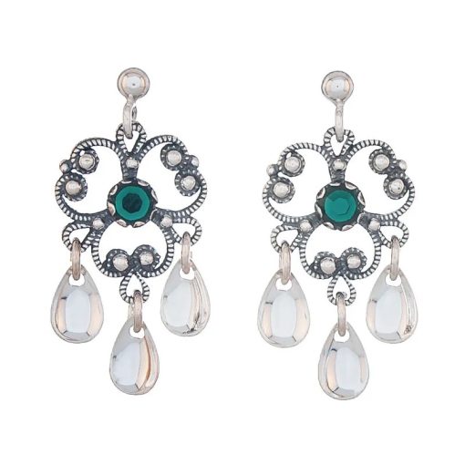 Ørepynt nr. 1, oks m/grønn sten, for hull