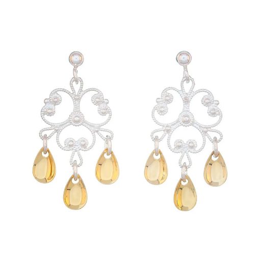 Ørepynt nr. 1 filigran heng, enkel, lys forgylt