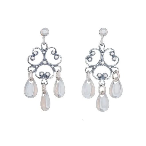 Ørepynt nr. 10 filigran heng, enkel, liten, oksidert