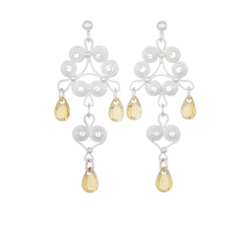 Ørepynt Nordland nr. 4 lang, hvit/forgylt