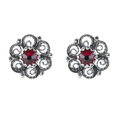 Ørepynt nr. 35, oks m/rød sten, for hull