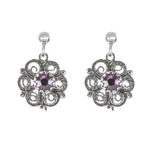 Ørepynt nr. 3, heng, oksidert med sten, for hull