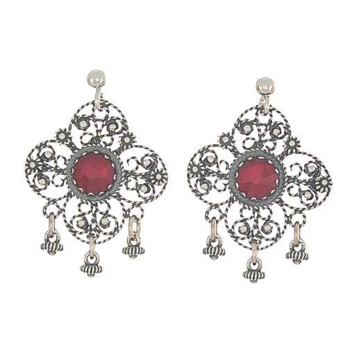 Ørepynt nr. 37, oks m/rød sten, for hull