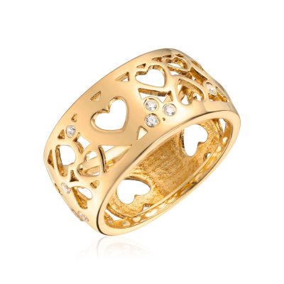 Lene Visholm ring i gull, hjerte utskjæringer, diamanter 0,08 ct.