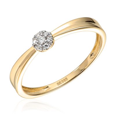 Ring i gull, Rosett med diamanter 0,05 ct.