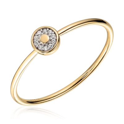 Ring i gull, sirkel med diamanter 0,022 ct.
