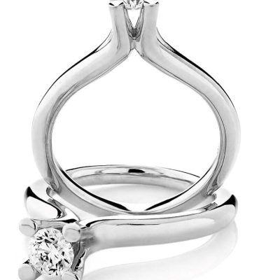 Visholm hvitt gull enstens diamantring 0,30 ct.