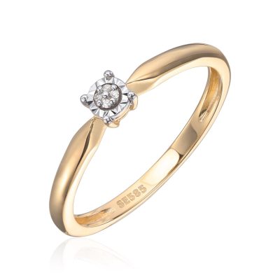 Ring i gull, Rhodinerte detaljer med diamanter 0,01 ct.