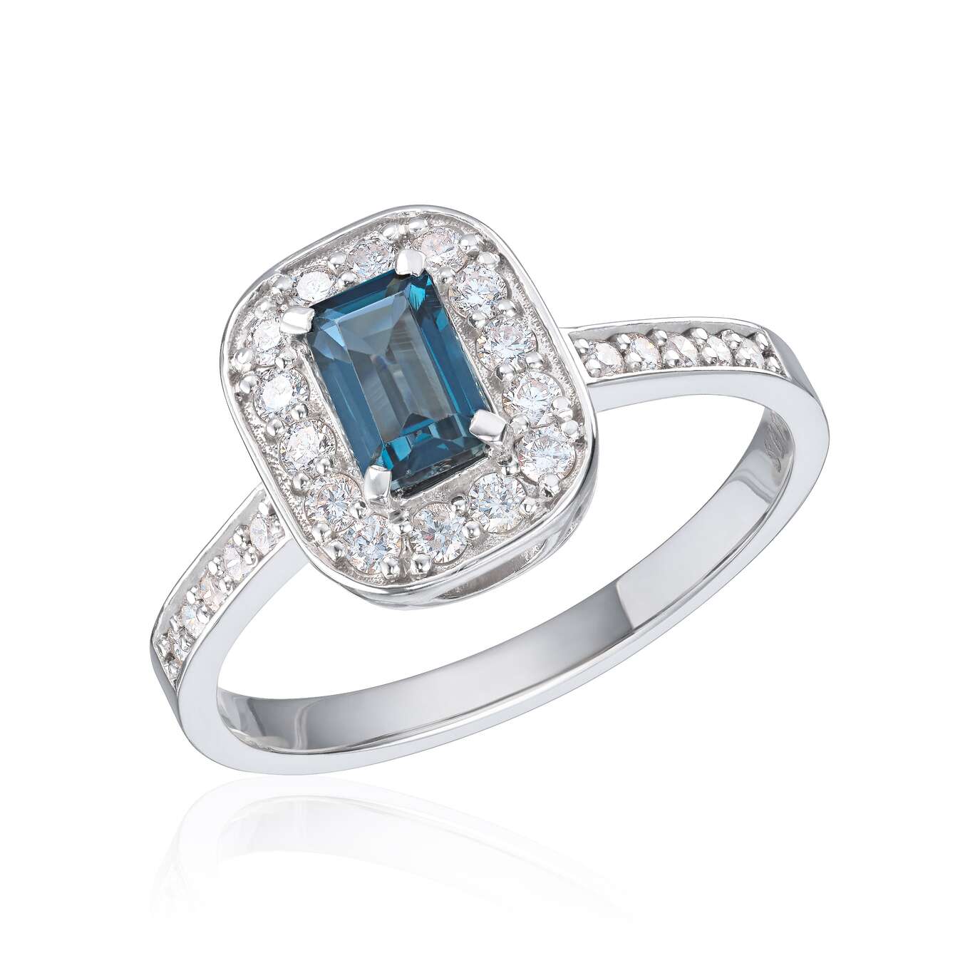 Brooklyn ring i hvitt gull med topas og diamant