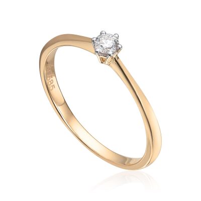 Ring i gull, Enstens diamant 0.03 ct.