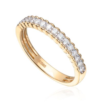 Ring i gull, rekke med diamanter 0,25 ct.