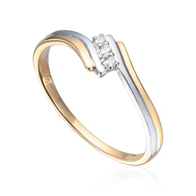 Ring i gult og hvitt gull, Diamanter 0,36 ct.