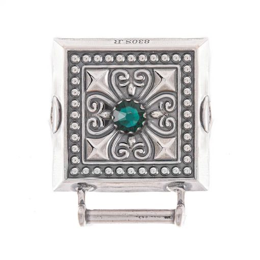 Veskestøl nr. 34 oksydert med grønn stein