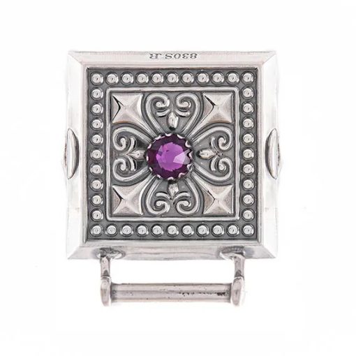 Veskestøl nr. 34 oksydert med lilla stein