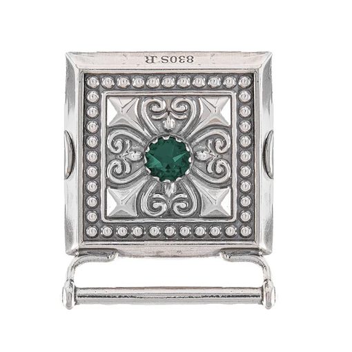 Veskestøl nr. 34 oksydert med grønn stein bred