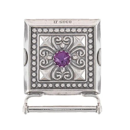 Veskestøl nr. 34 oksydert med lilla stein bred