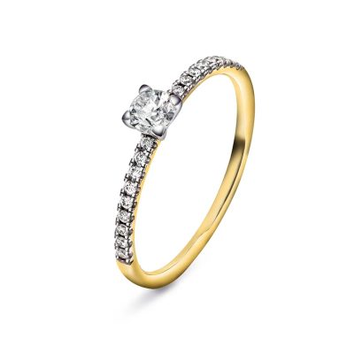 Ring med diamanter 0,10 ct med topas