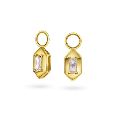 Square charms i sølv med blank zirkonia