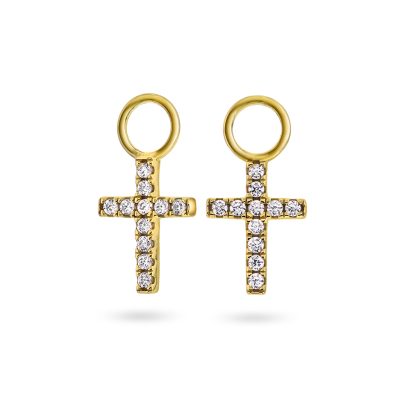 Cross charms i sølv med blank zirkonia
