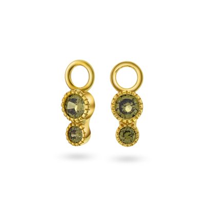 Duo charms i sølv med dus grønn zirkonia