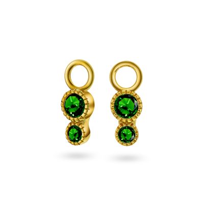 Duo charms i sølv med grønn zirkonia