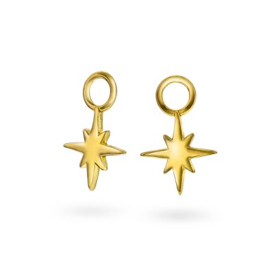 Golden star charms i sølv