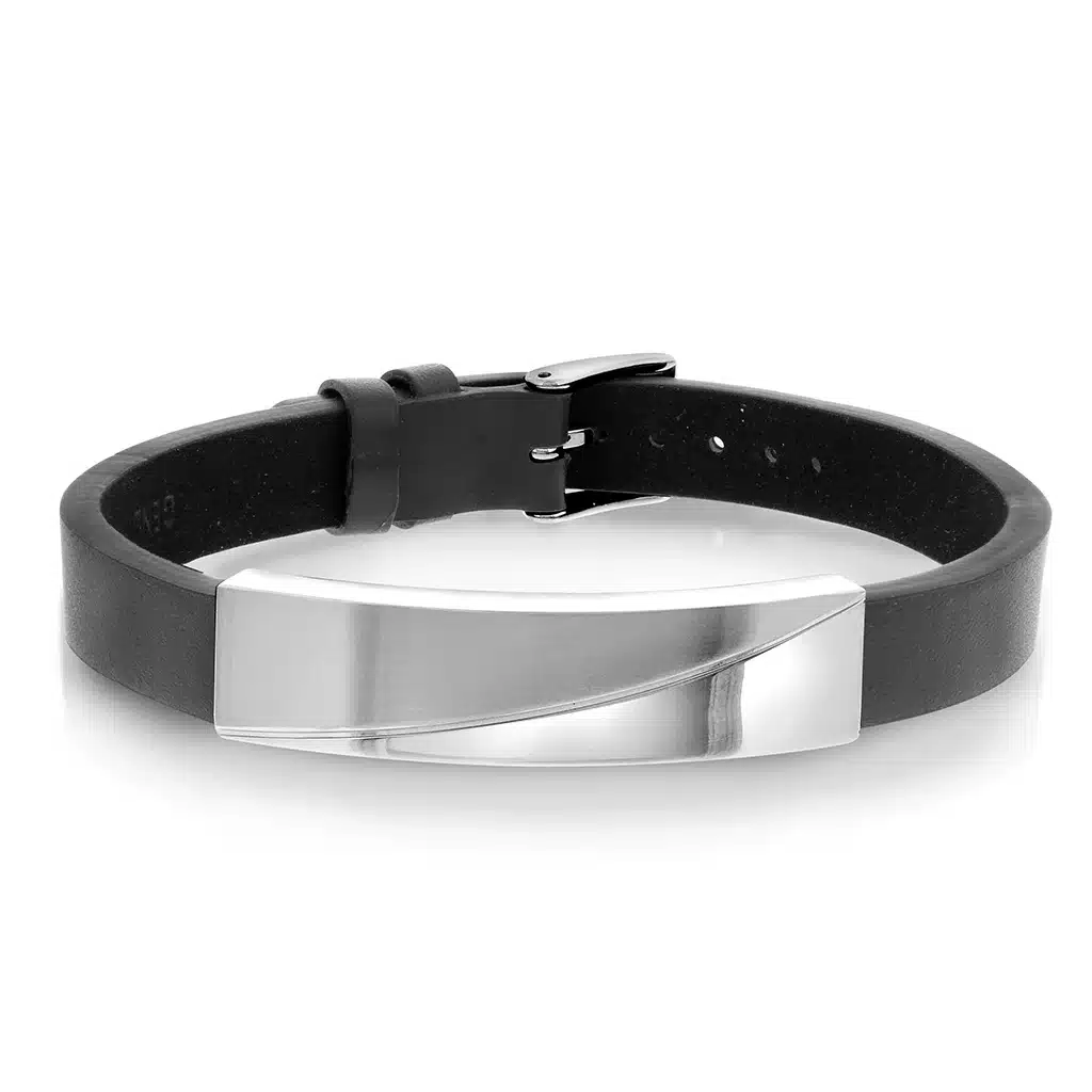 Armbånd i stål og skinn