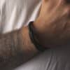 Armbånd i stål med sort/brunt skinn - Bilde 4