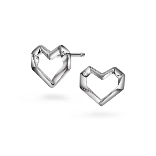 Ørepynt i rhodinert sølv med hjerte