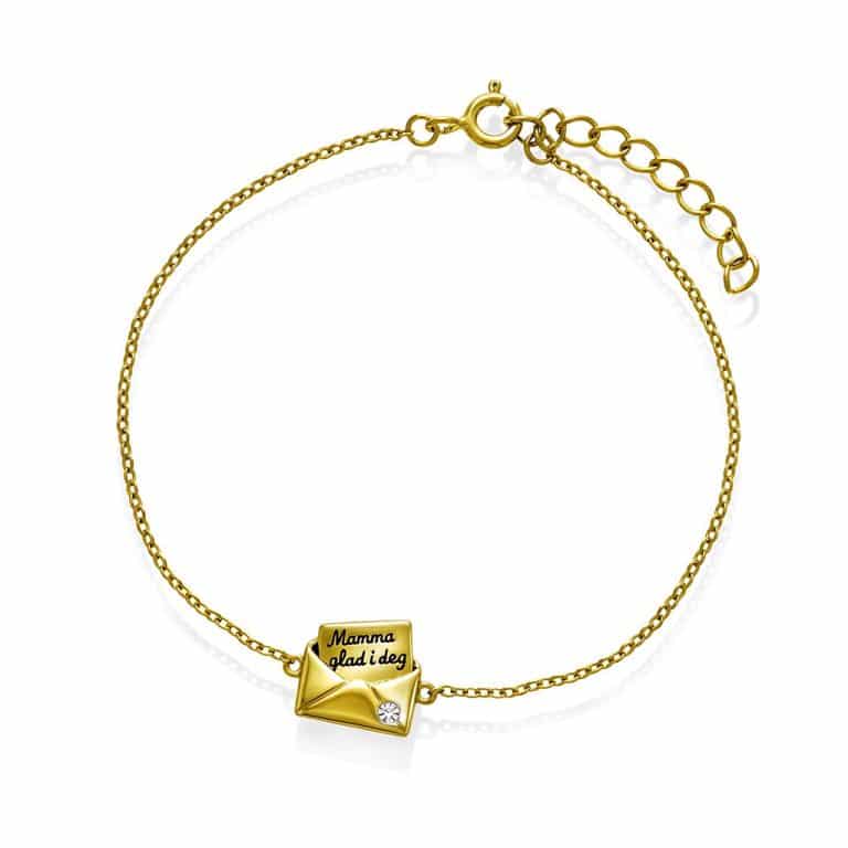 Pan Jewelry - 'Kjære mamma' armbånd i 925 forgylt sølv med zirkonia
