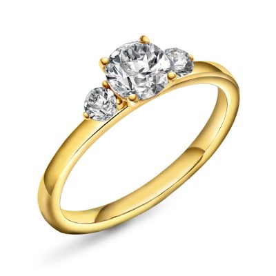Princess ring gull LAB diamanter 0,95 ct.